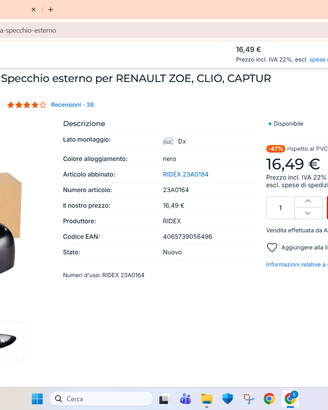 CALOTTA+FRECCIA SPECCHIETTO DESTRO RENAULT CLIO 4