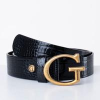 Elegante cintura Guess in vera pelle nera, con un