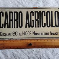 Targa metallica CARRO AGRICOLO (tassa) AUTENTICA