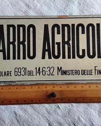 Targa metallica CARRO AGRICOLO (tassa) AUTENTICA