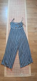 Tuta jumpsuit righe Pull&Bear cug out gamba larga