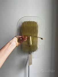 Coppia applique vetro e ottone