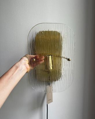 Coppia applique vetro e ottone