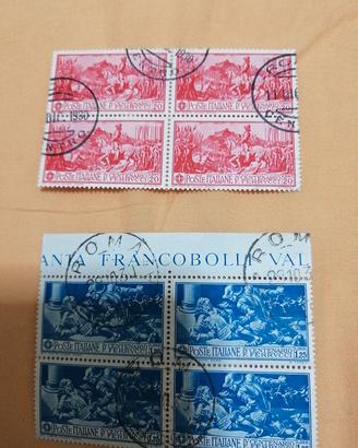 Francobolli Regno Ferrucci usati quartine