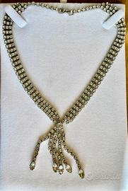 Collana vintage a cascata con strass cristallo