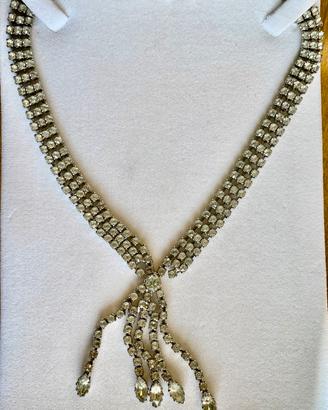 Collana vintage a cascata con strass cristallo