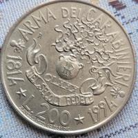 moneta da 200 lire italiane Carabinieri 