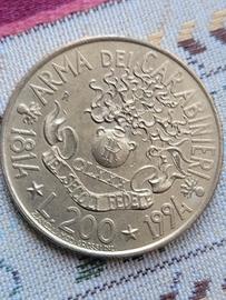 moneta da 200 lire italiane Carabinieri 