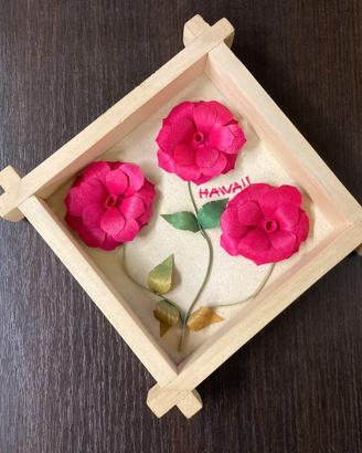 Souvenir Hawaii quadretto fiori di legno handmade