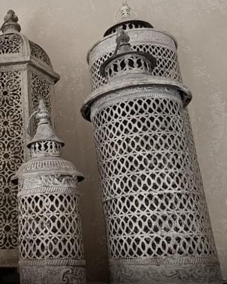 Set 3 lanterne etniche ferro bianco patinato