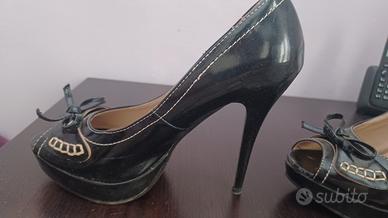 scarpe tacco 10 nere in vernice 