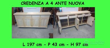 Credenza Napoletana a 4 Ante Grezza Nuova