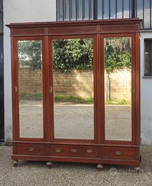 Antico armadio stile impero tre ante specchio