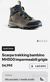 Scarponcini trekking bambino/a impermeabili n° 36