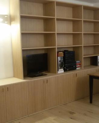 libreria con porta tv in rovere 8 ante con ripiani