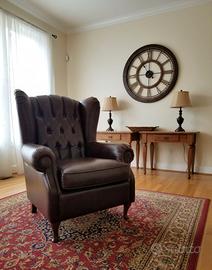 Poltrona Bergere' in pelle vintage marrone brown