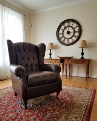 Poltrona Bergere' in pelle vintage marrone brown