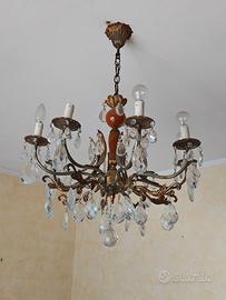 Lampadario con cristalli vintage