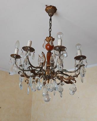 Lampadario con cristalli vintage