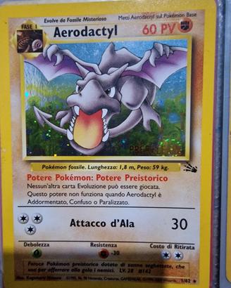 Carta Pokemon Fossil Aerodactyl  prerelease holo