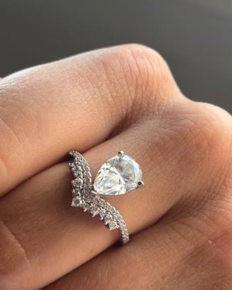 Anello argento 925S con pietra Moissanite 2 ct