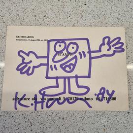 Keith Haring disegno e autografo 1984