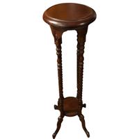 Antica alzatina in legno mogano con gambe tornite