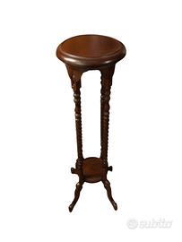 Antica alzatina in legno mogano con gambe tornite