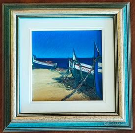 Quadro olio Redi Casarsa Barche di pescatori 