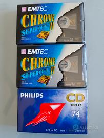 lotto 3 audiocassette sigillate emtec II e philips