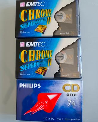 lotto 3 audiocassette sigillate emtec II e philips