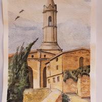 Pienza - acquerello su carta fatto a mano