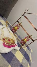 pink golden jewellery