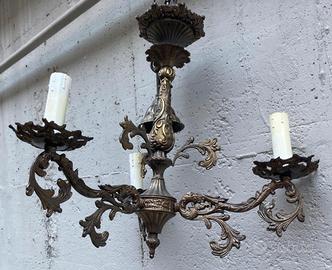Lampadario Napoleone III in ottone