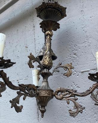 Lampadario Napoleone III in ottone