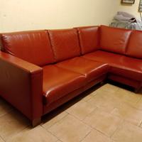 Divano in pelle 3 posti con penisola