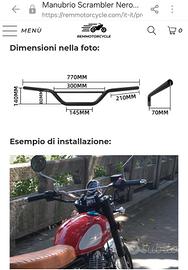 manubrio 22 mm scrambler tracker cafe racer
