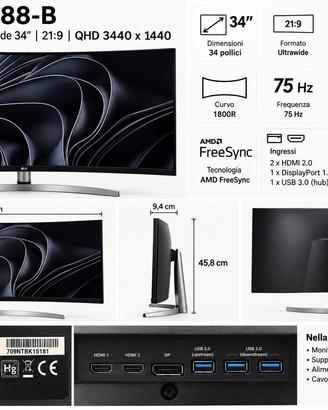 Monitor LG 34” ULTRAWIDE 21:9