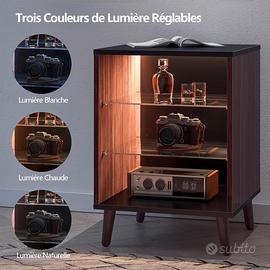 Cubehom Comodini in legno con 2 ripiani vetro led