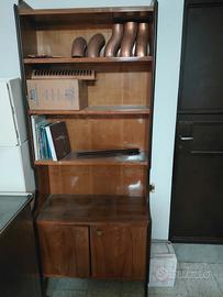 libreria scaffale vintage, anni 60, radica di noce