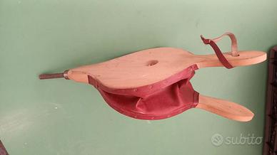 Mantice vintage  camino forgia in legno similpelle