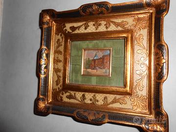 Quadretto con dipinto ad olio su rame