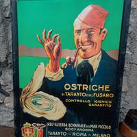 latta pubblicitaria vintage Ostriche Taranto Fasci