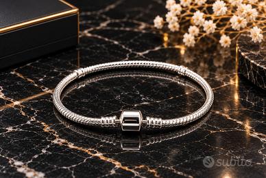 bracciale argento tipo pandora charm ciondoli 18cm