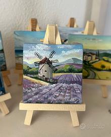 Quadro olio su tela, 7x7 cm fatto a mano