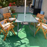 4 sedie da giardino in legno ripiegabili