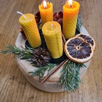 candele d'avvento in cera d'api per Natale