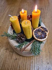 candele d'avvento in cera d'api per Natale
