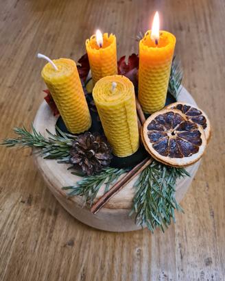 candele d'avvento in cera d'api per Natale