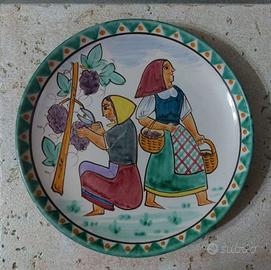 Piatto Ceramica Vietrese Dipinto a Mano Vendemmia